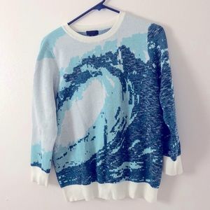 J Crew Wave- Intarsia Metallic Sweater size M
